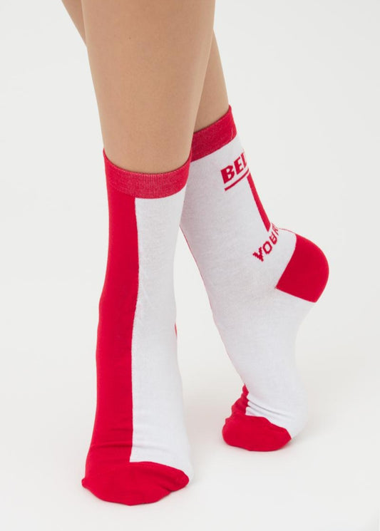Женские носки красный + белый р. 36-40