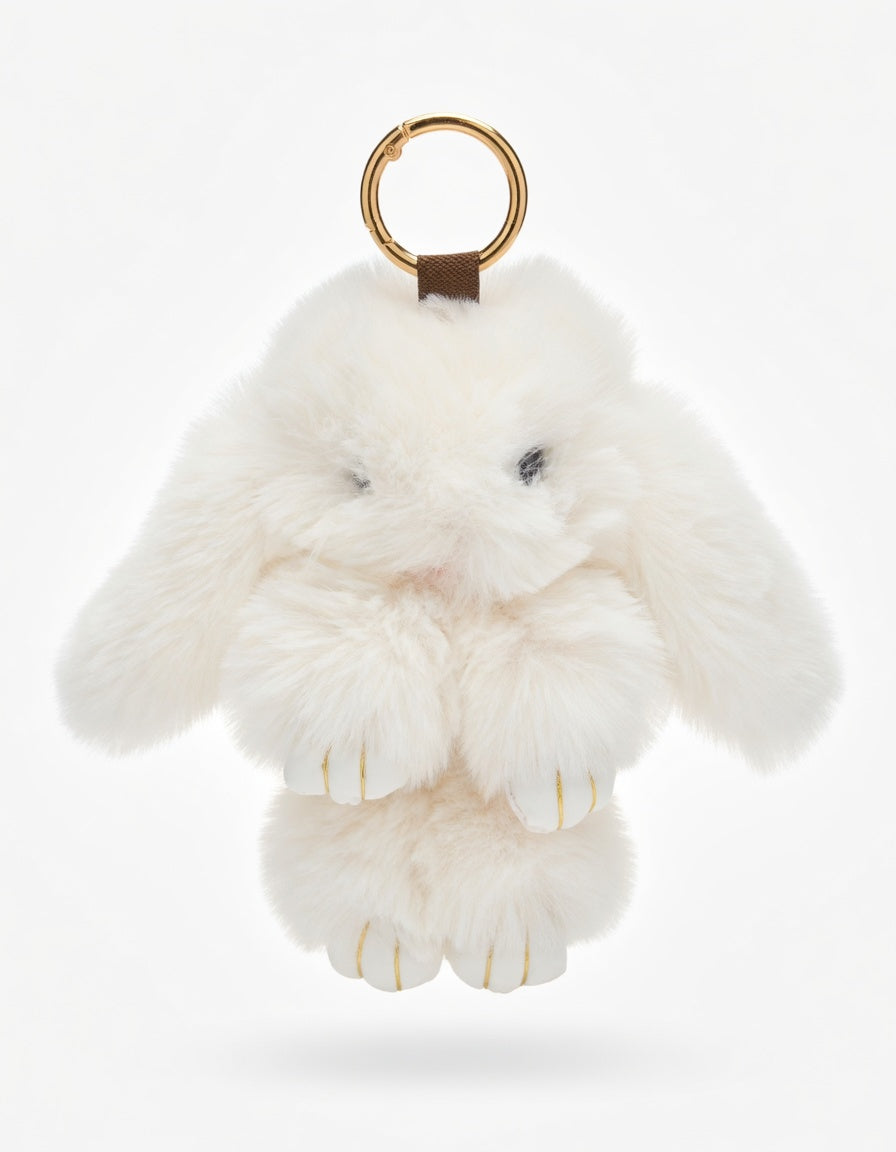 Cute Plush Bunny Keychain – Soft Fluffy Rabbit Bag Charm, Adorable Gift for Kids & Women